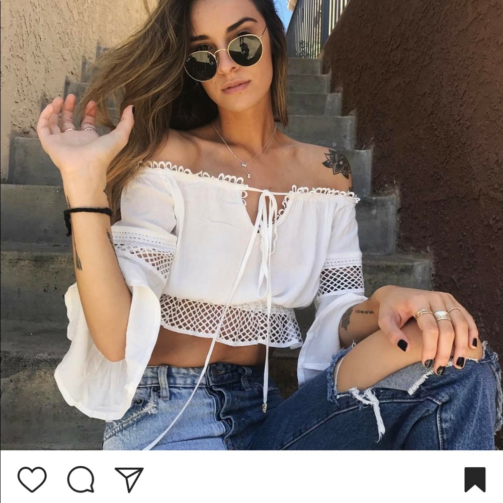 LF off shoulder Lace crop top